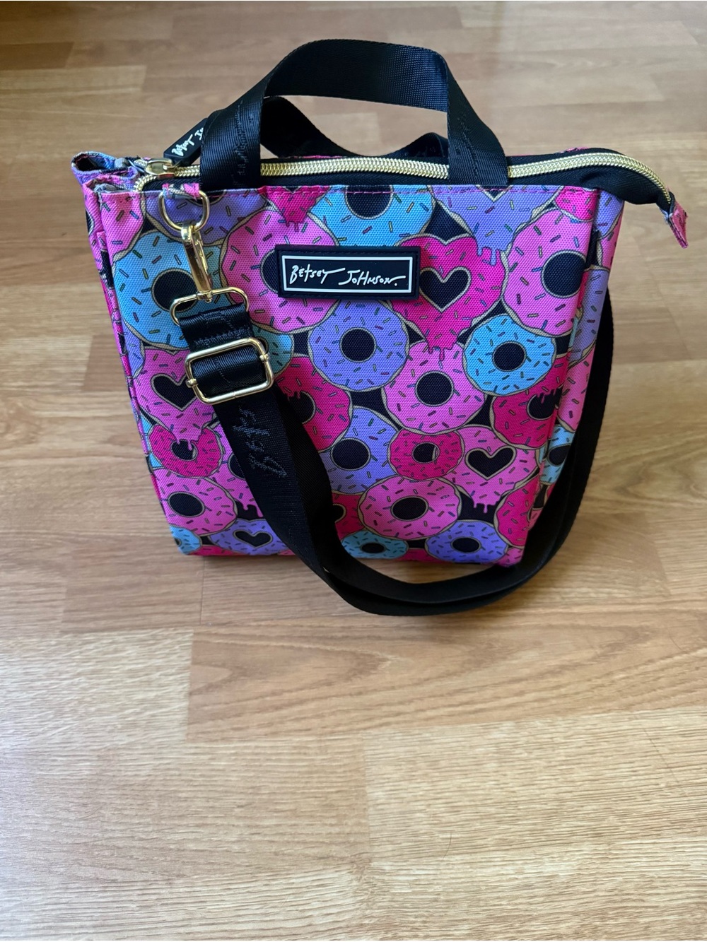 Betsey Johnson Multicolored Donut Print Crossbody Lunch Bag